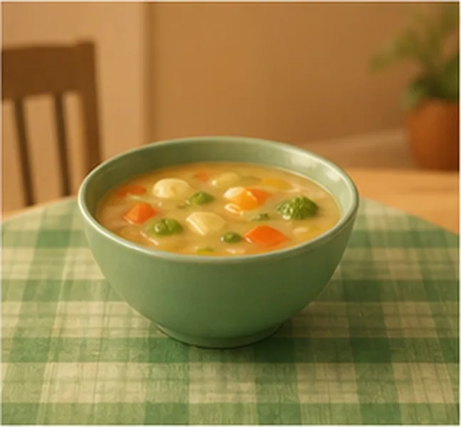 a bowl of soup on the table