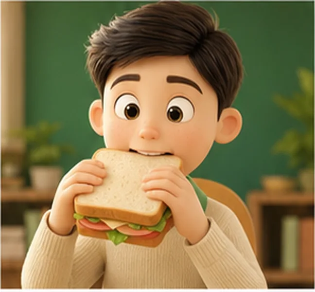 eating a sandwich