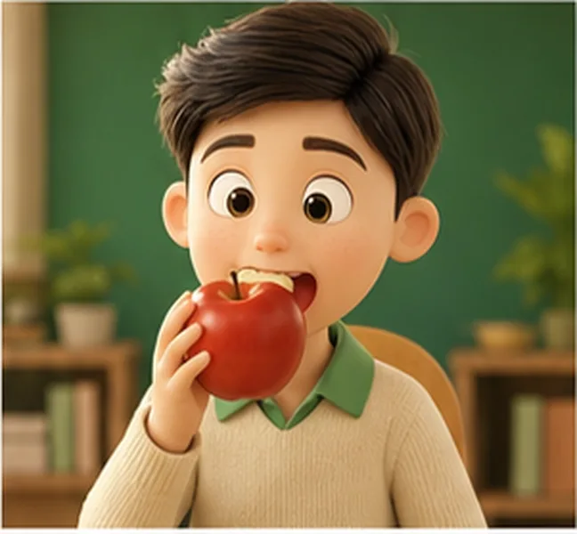 eating an apple