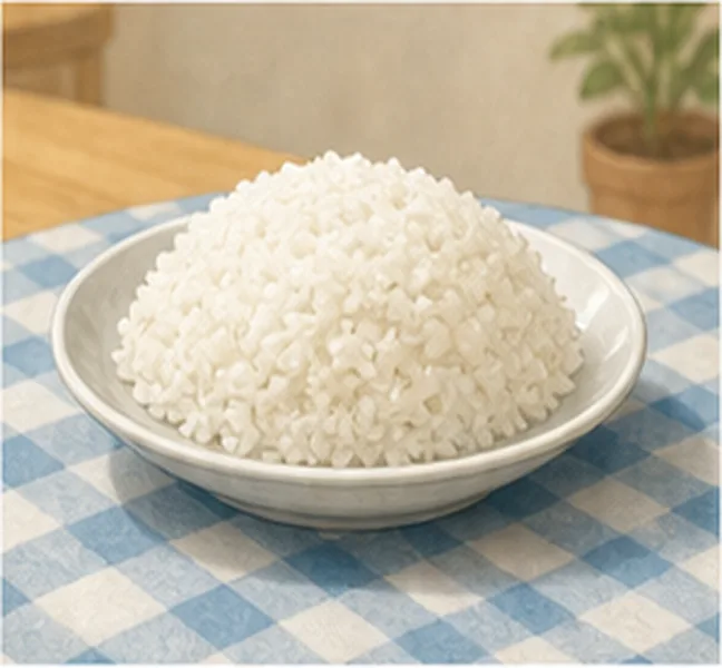 a plate of rice on the table
