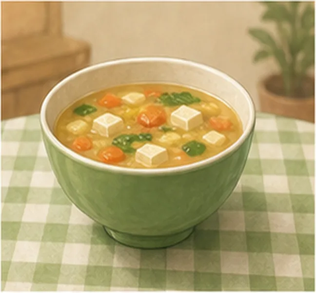 a bowl of soup on the table
