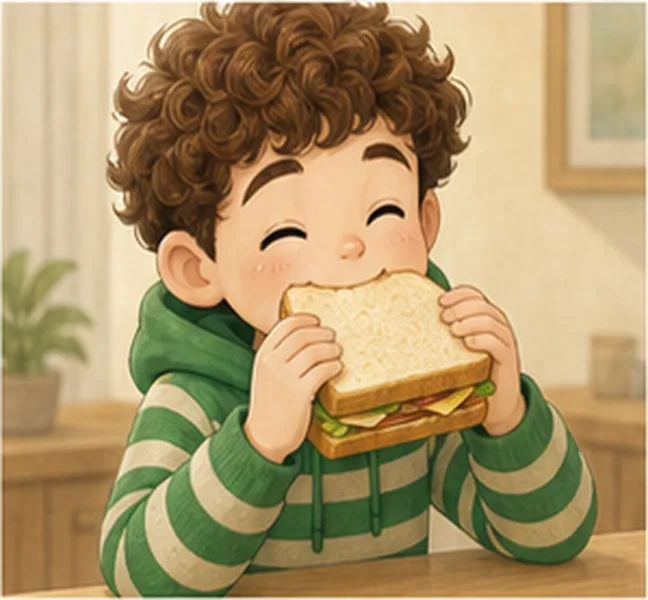 eating a sandwich