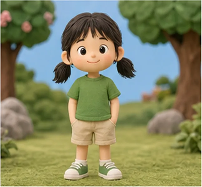 wearing a green T-shirt