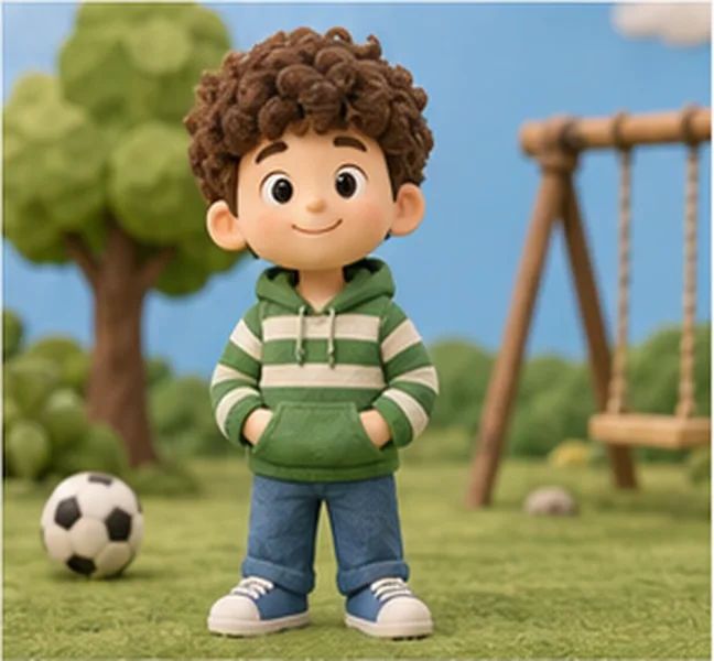 the boy with curly hair