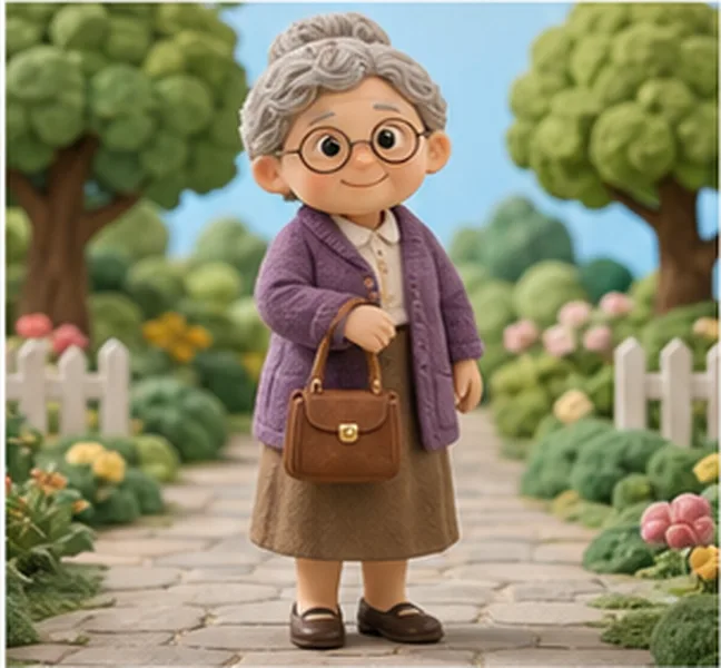 Grandma the woman with a handbag