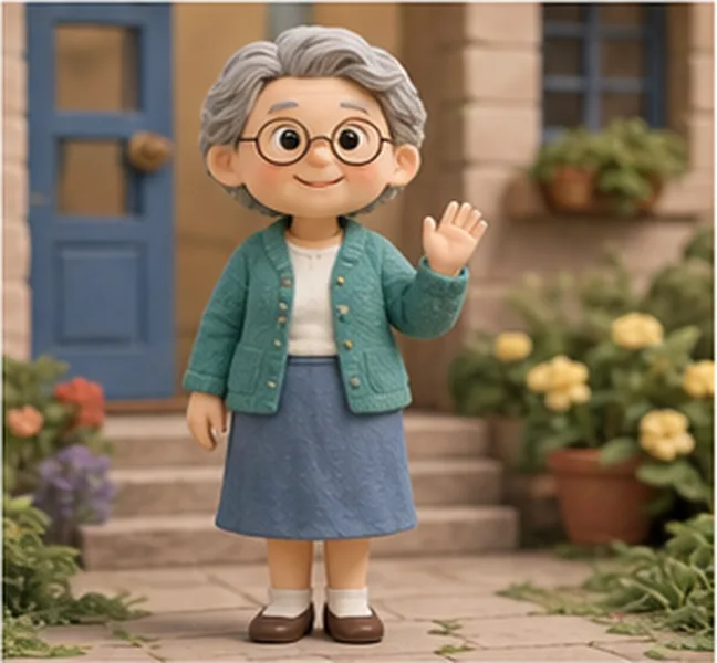 the woman with grey hair