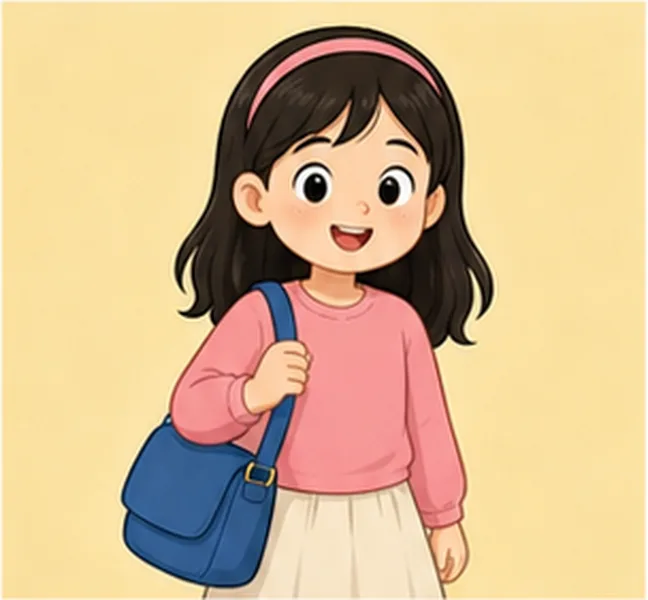 the girl with a blue bag