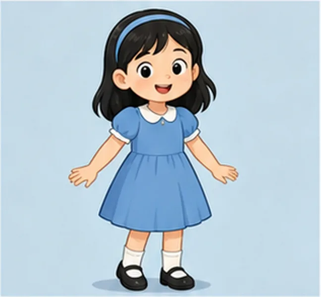 a blue dress