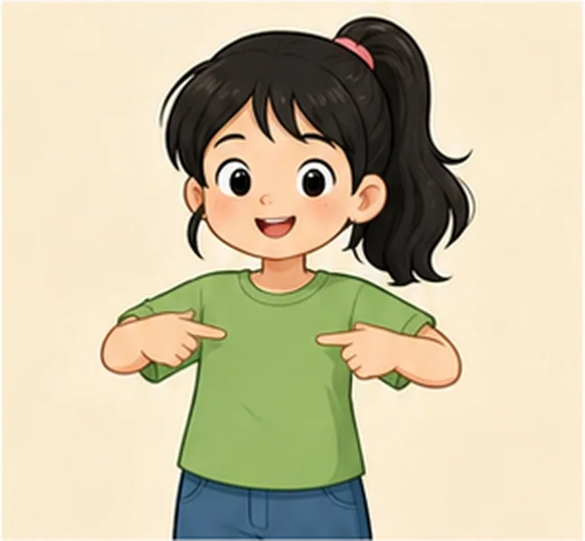 wearing a green T-shirt