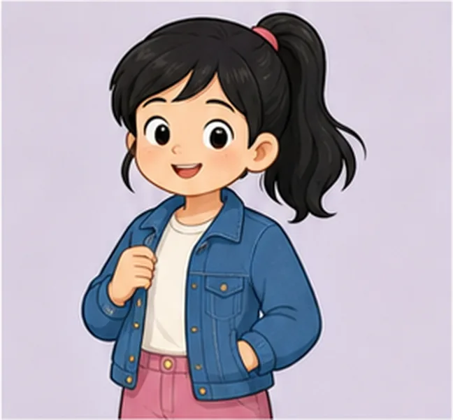 wearing a blue jacket