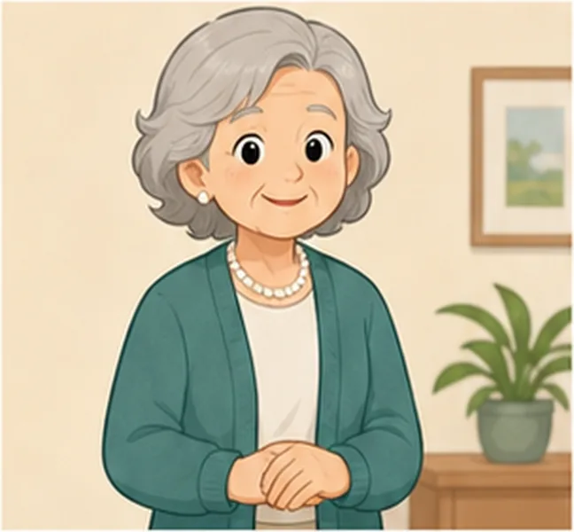 the woman with grey hair