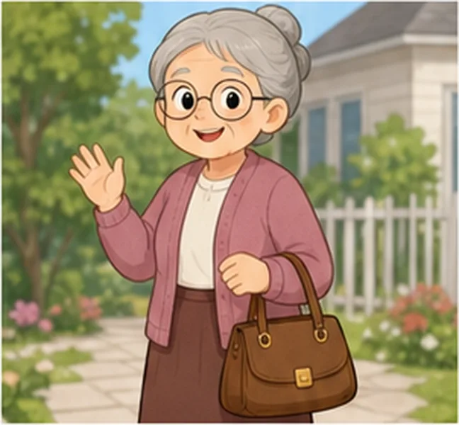 Grandma the woman with a handbag