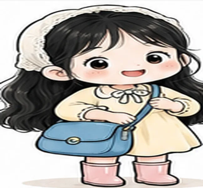 the girl with a blue bag