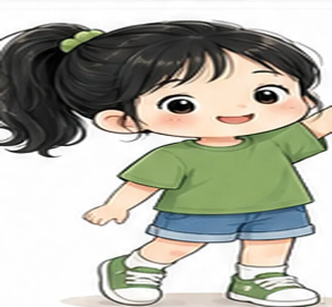 wearing a green T-shirt