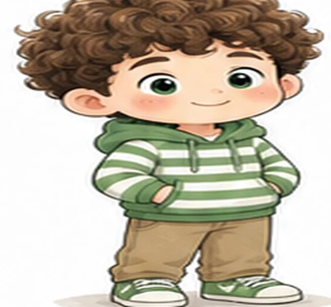 the boy with curly hair