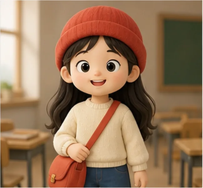 the girl with a red hat