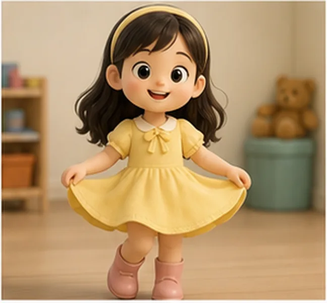 a yellow dress