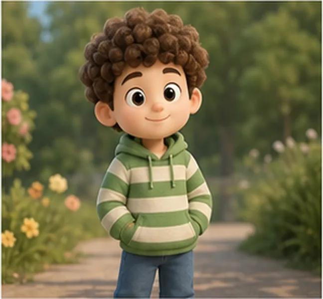 the boy with curly hair