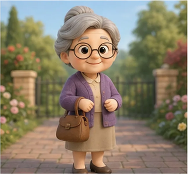 Grandma the woman with a handbag