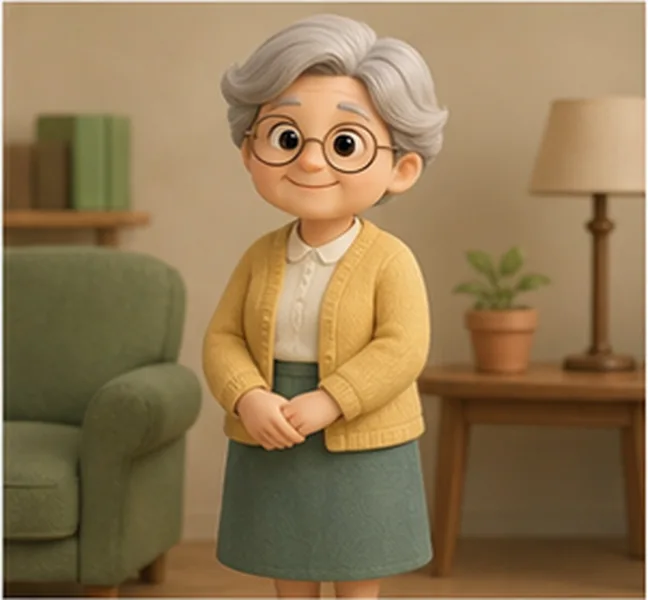 the woman with grey hair