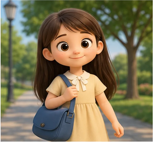 the girl with a blue bag