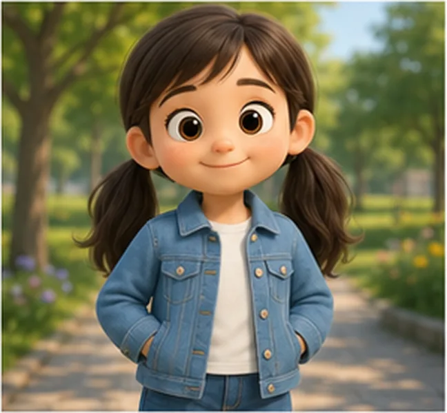 wearing a blue jacket