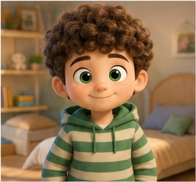 the boy with curly hair