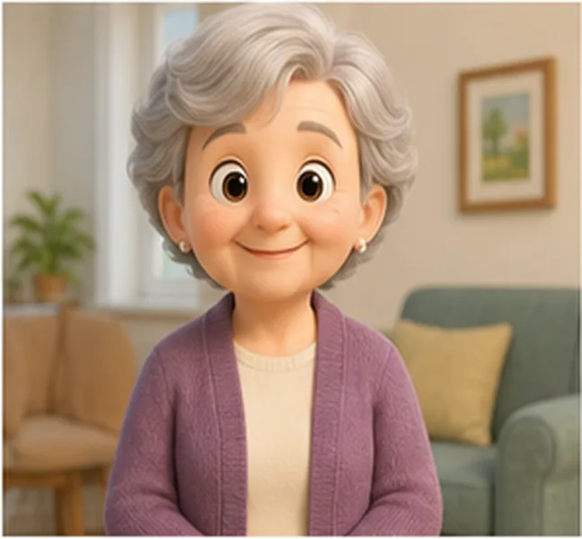 the woman with grey hair