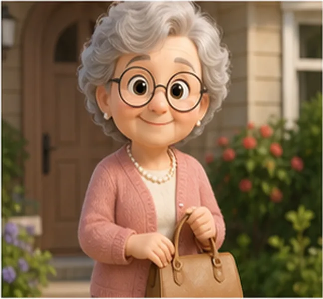 Grandma the woman with a handbag