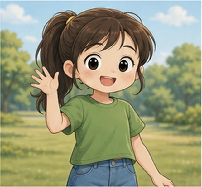 wearing a green T-shirt