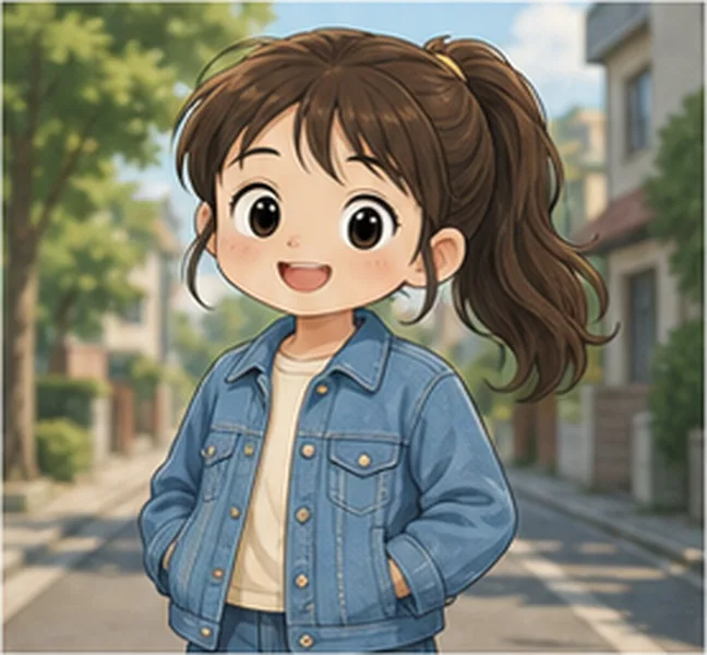 wearing a blue jacket