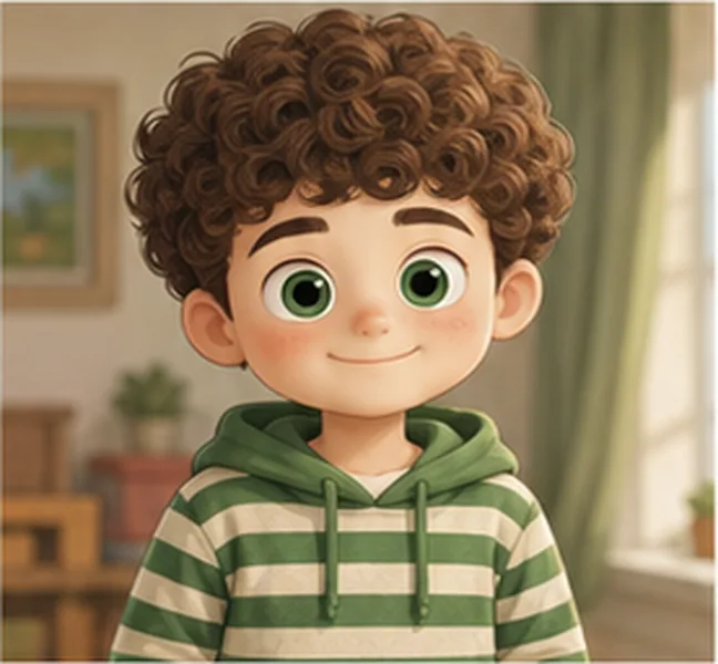 the boy with curly hair