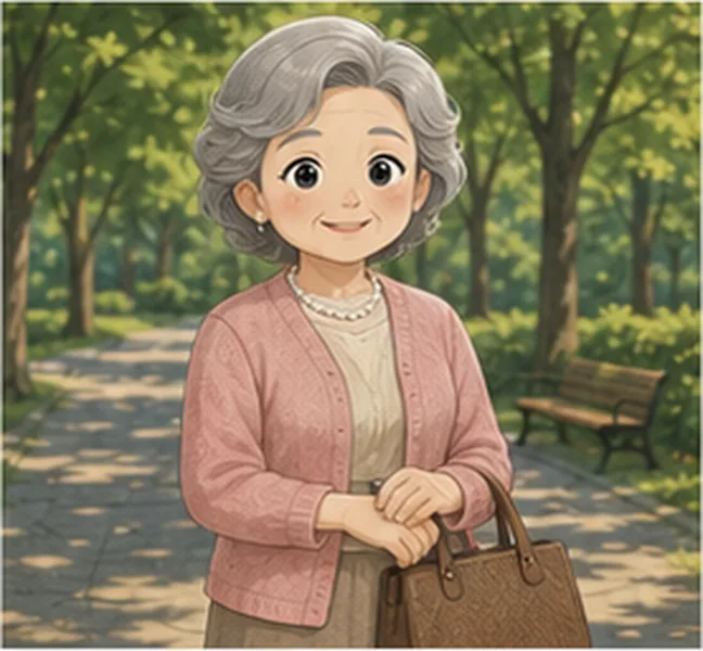 Grandma the woman with a handbag