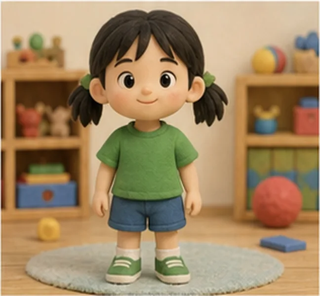 wearing a green T-shirt
