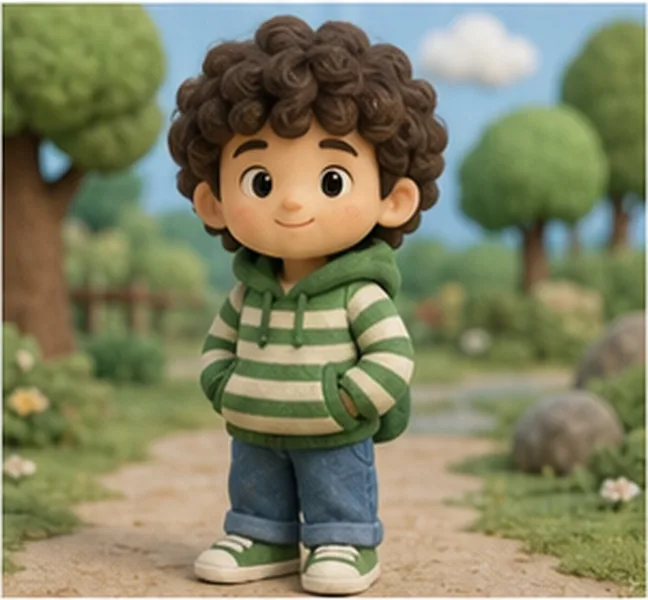 the boy with curly hair