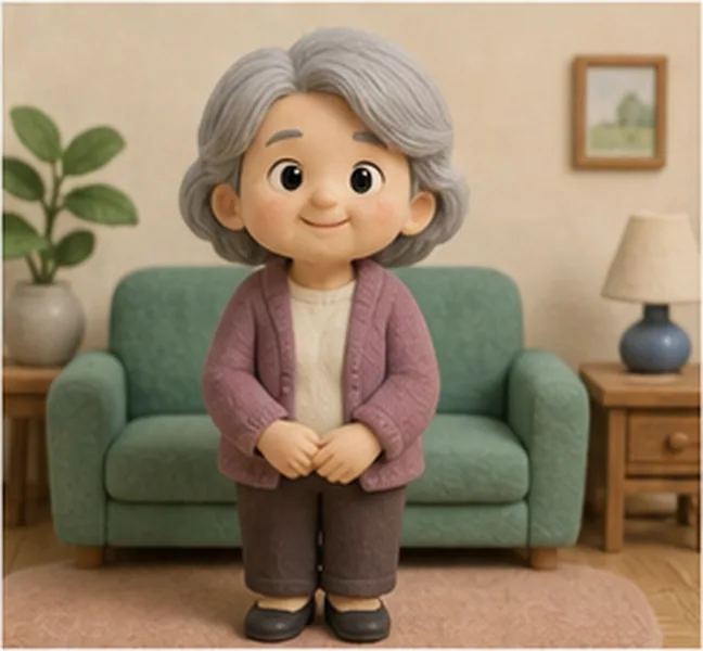 the woman with grey hair