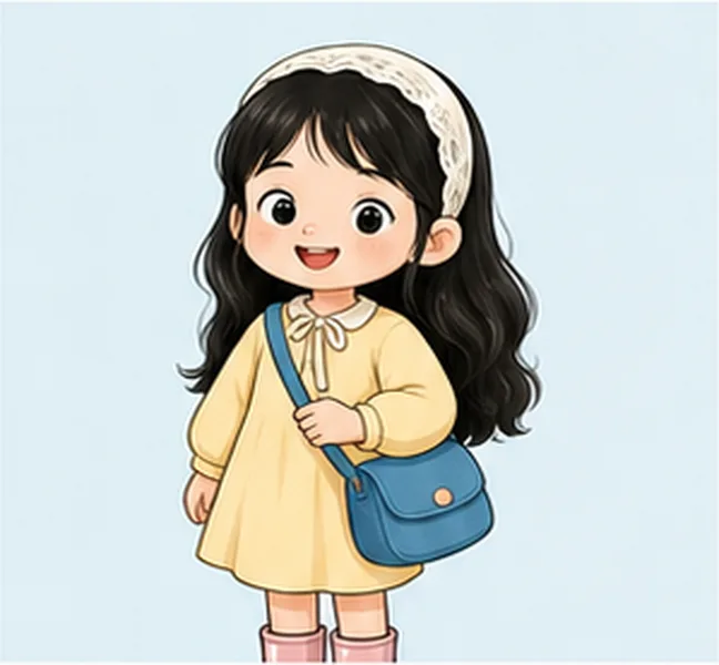 the girl with a blue bag