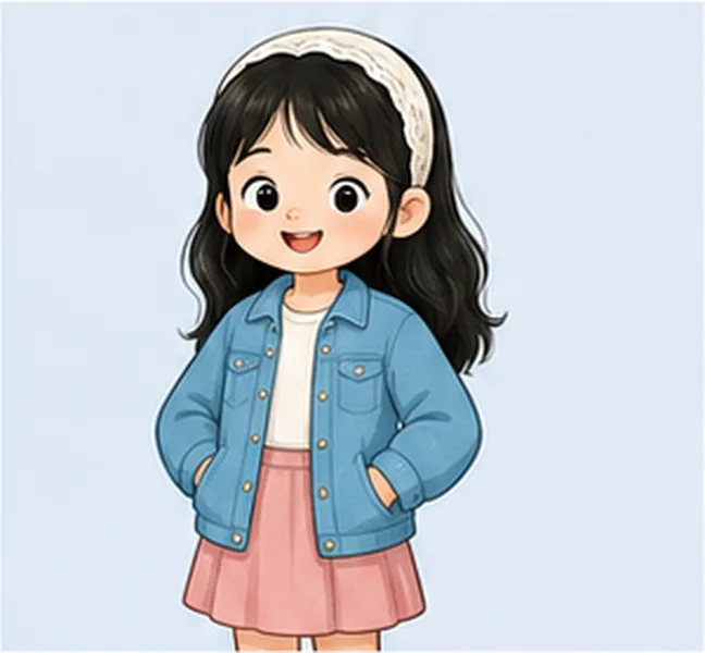 wearing a blue jacket
