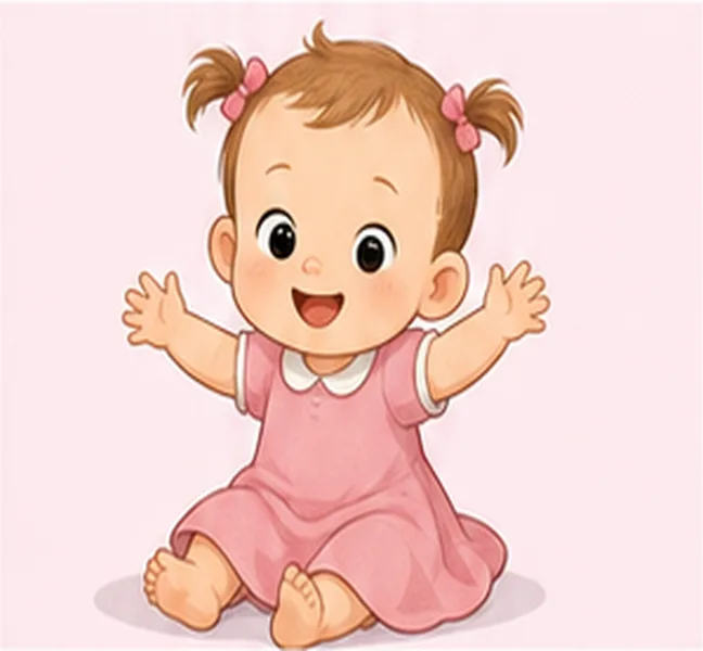 the baby wearing a pink dress
