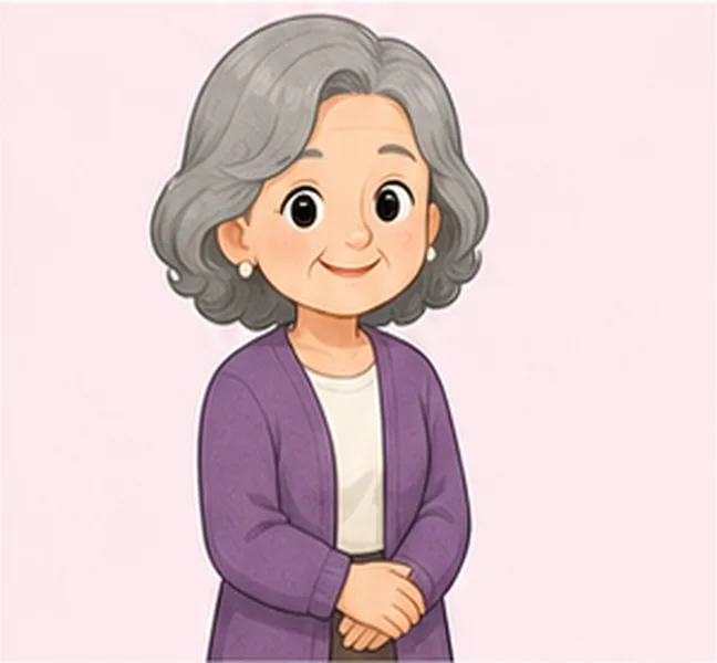 the woman with grey hair