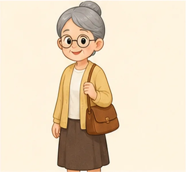 Grandma the woman with a handbag