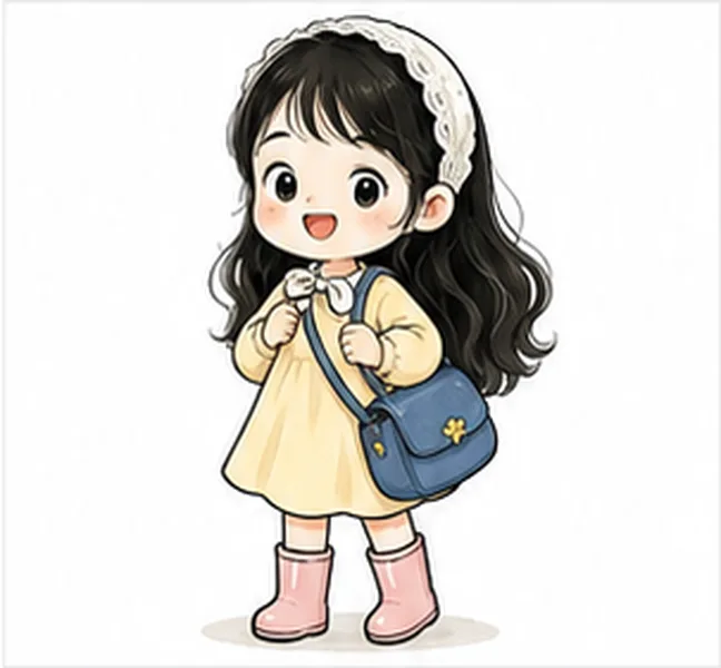 the girl with a blue bag