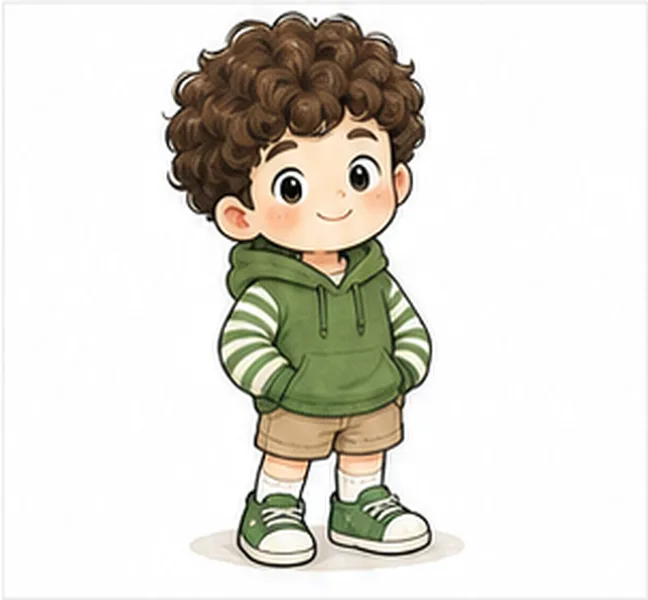 the boy with curly hair