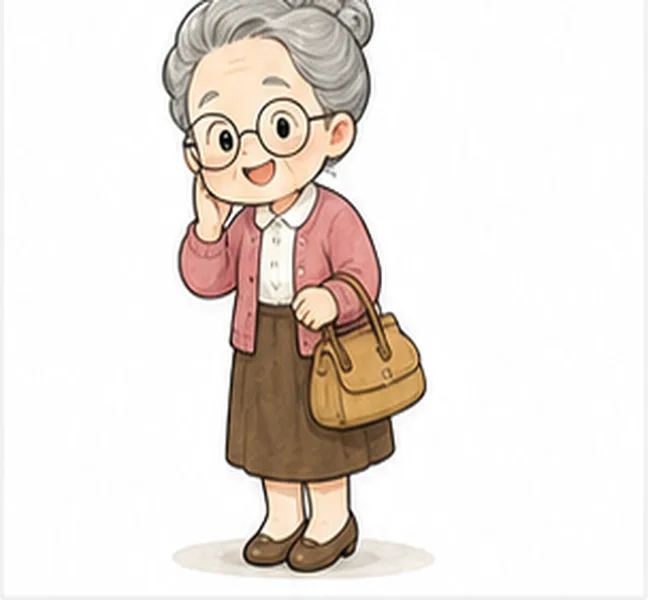 Grandma the woman with a handbag