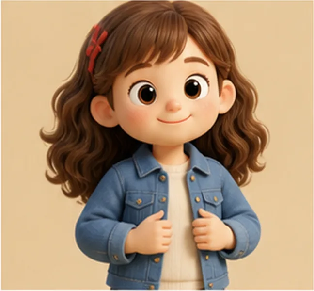 wearing a blue jacket