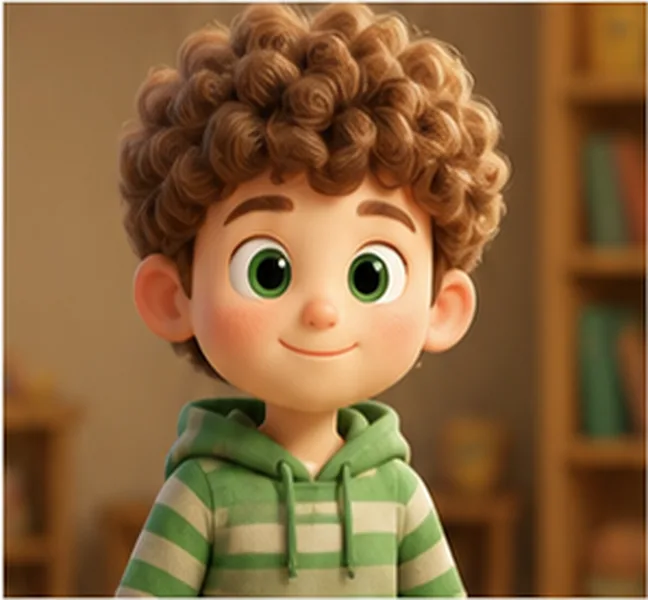 the boy with curly hair