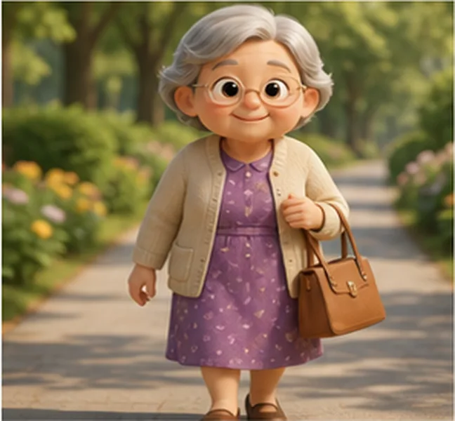 Grandma the woman with a handbag