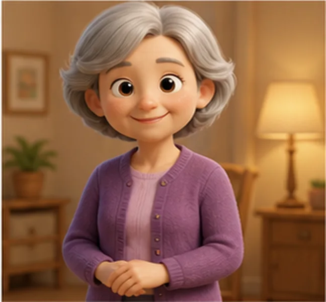 the woman with grey hair