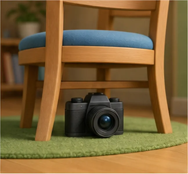 the camera under the chair