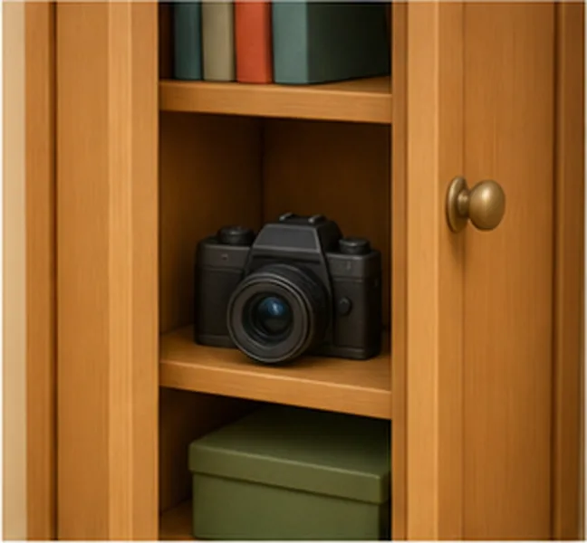the camera in the cupboard